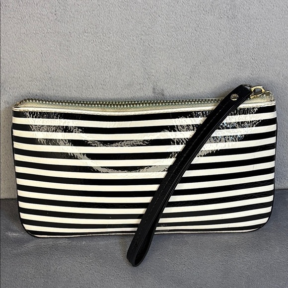Kate Spade Black and White Striped Wristlet - Picture 3 of 10